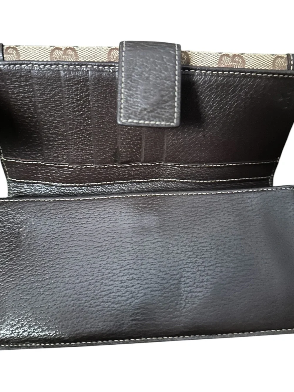 Authentic Vintage Gucci Brown GG Monogram Long Wallet